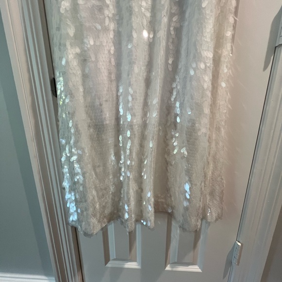 Norma Kamali Paillette Embellished Tulle Maxi Dress - White Sequined - Picture 3 of 7